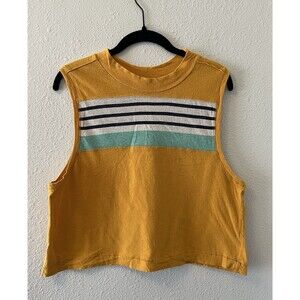 We the Free People Tank Top Women's Small Striped Yellow Cropped Retro 70s Boho